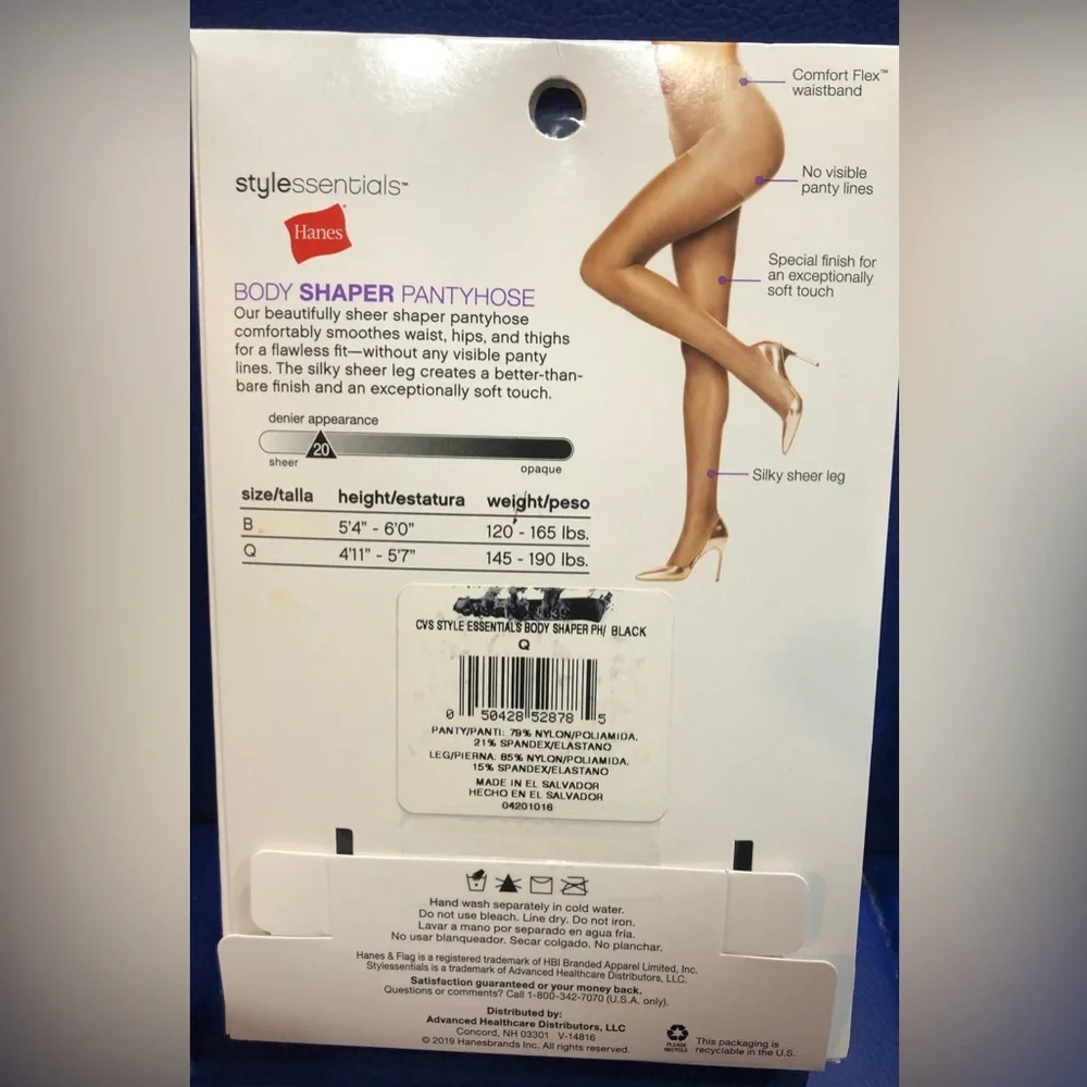 2packs of Hanes Body Shaper black Pantyhose Size‎ Q new